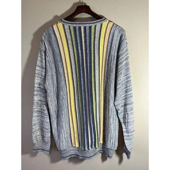 VintageNorm Thompson Sweater Adult XL Blue Striped Cosby Style Sweater Knit Mens - Picture 5 of 6